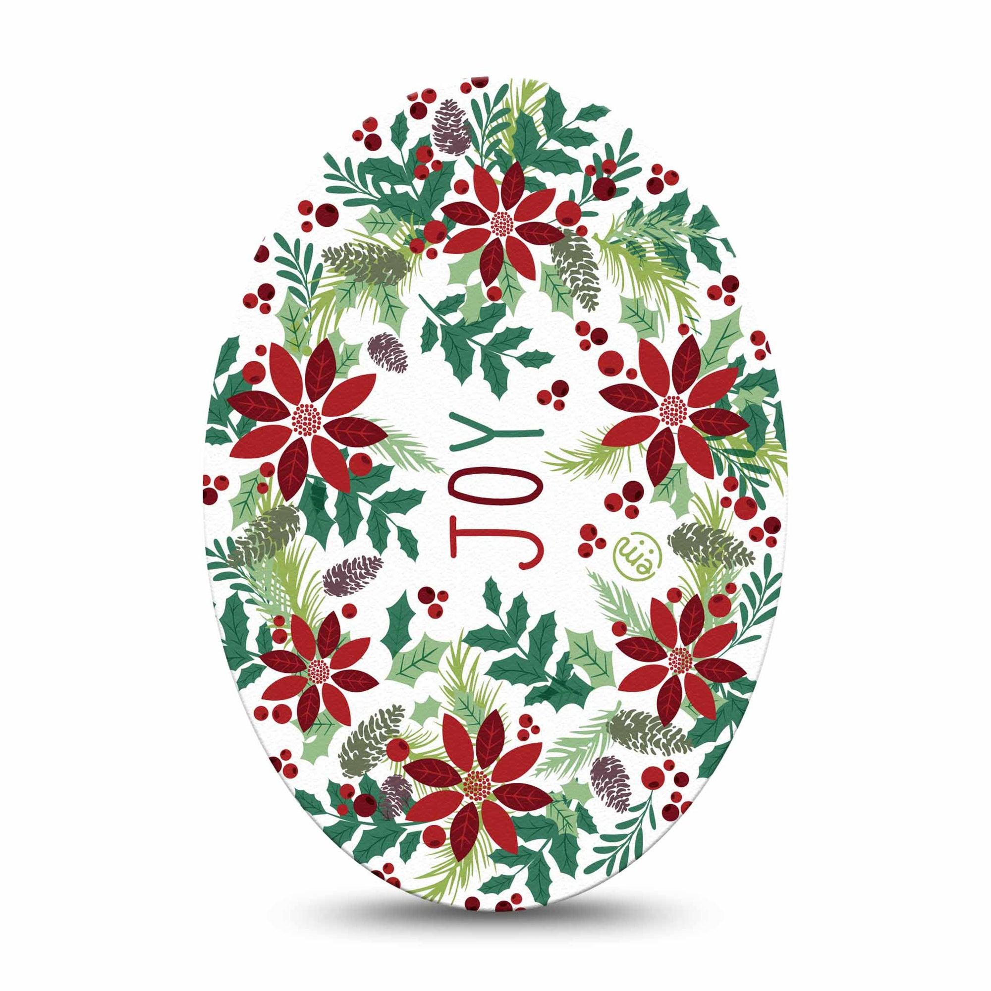 ExpressionMed Christmas Wreath Medtronic Guardian Enlite Universal Oval Single Tape Cute Warm Garland Plant Wreath, Plaster Continuous Glucose Monitor Design