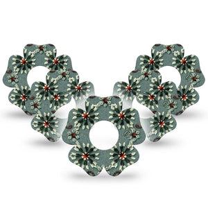 ExpressionMed Green Embroidery Infusion Set Flower Shape Tape 10-Pack Tape Fall Winter Themed, Plaster Continuous Glucose Monitor Design