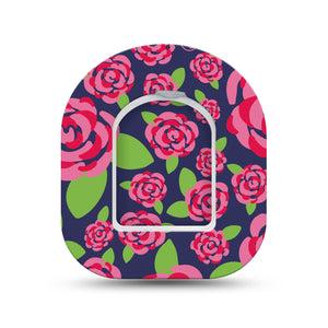 ExpressionMed Pretty Pink Roses Omnipod Surface Center Sticker and Mini Tape Delicate Blooms Vinyl Sticker and Tape Design Pump Design