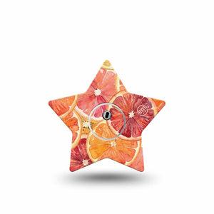 ExpressionMed Oranges Freestyle Libre 3 and Libre 3 Plus Star, Single Tape and Single Sticker Layered citrus slices Fixing Ring Tape for CGM