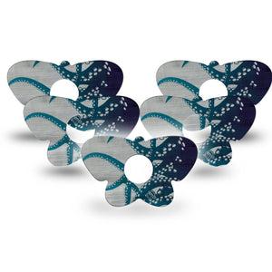 ExpressionMed Tentacles Freestyle Libre 3 and Libre 3 Plus Butterfly Shape Tape, 5-Pack Tape Ocean Blue Tentacle, Overlay Patch CGM Design