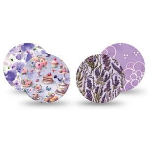 ExpressionMed Garden Party Freestyle Libre 3 and Libre 3 Plus OverPatch, 4-Pack Tape Delightful lavenders Plaster for CGM