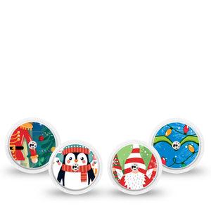 ExpressionMed Christmas Wonders Variety Pack Freestyle Libre Sticker, Abbott Lingo, 4-Pack Stickers Winter Holiday Inspired Vinyl Graphics Continuous Glucose Monitor Design