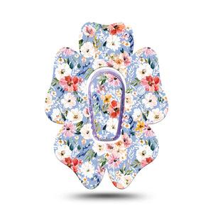 ExpressionMed Petal Breeze Dexcom G6 Flower, Single Tape and Single Sticker Sky blue bouquet Adhesive Tape for CGM