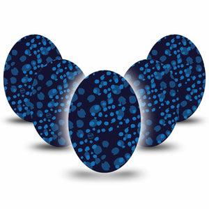 ExpressionMed Blue Drops Medtronic Guardian Enlite Universal Oval, 5-Pack Tape Drops Of Blue Inspired, Plaster CGM Design