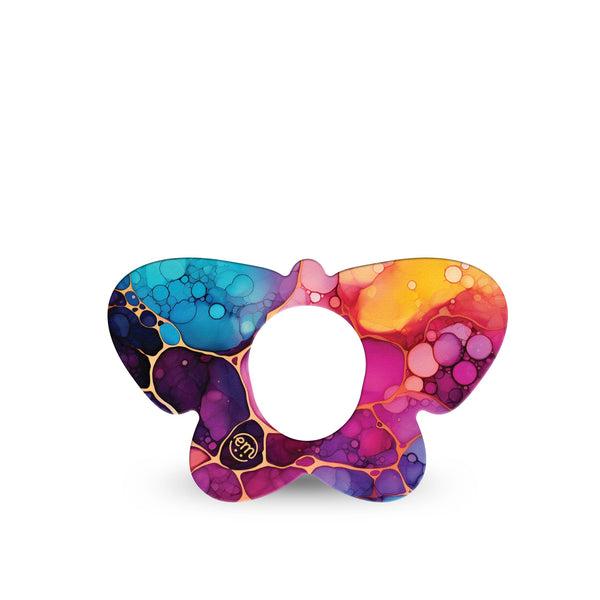 ExpressionMed Rainbow Ink Dexcom G7 and Dexcom Stelo Glucose Biosensor System Butterfly, Single Tape Abstract rainbow pattern Overlay Tape for CGM
