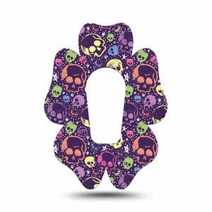 ExpressionMed Neon Skulls Dexcom G6 Flower Shape Tape, Single Tape Luminous Glow Skull Inspired, Adhesive Patch Continuous Glucose Monitor Design