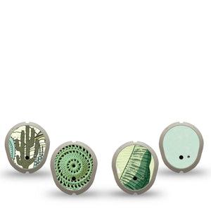 ExpressionMed Tropical Greens Dexcom G7 and Dexcom Stelo Glucose Biosensor System Sticker, 4-Pack Sticker tropical botanical pattern Sensor Cover for Continuous Glucose Monitor