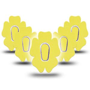 ExpressionMed Butter Yellow Dexcom G6 Flower Shape Tape, 5-Pack Tape and 5-Pack Sticker Color Sample Inspired, Adhesive Patch Continuous Glucose Monitor Design