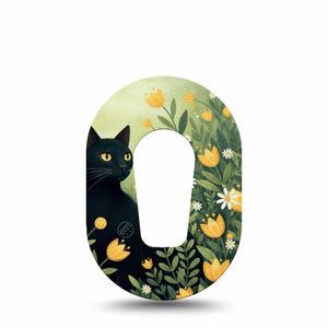 ExpressionMed Jungle Cat Dexcom G6 Mini, Single Tape Yellow floral kitty Adhesive Tape for CGM