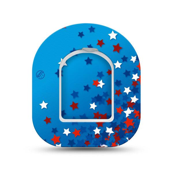ExpressionMed Confetti Stars Omnipod Mini Tape Single Tape and Single Sticker Star Sprinkles, Adhesive Tape Pump Design