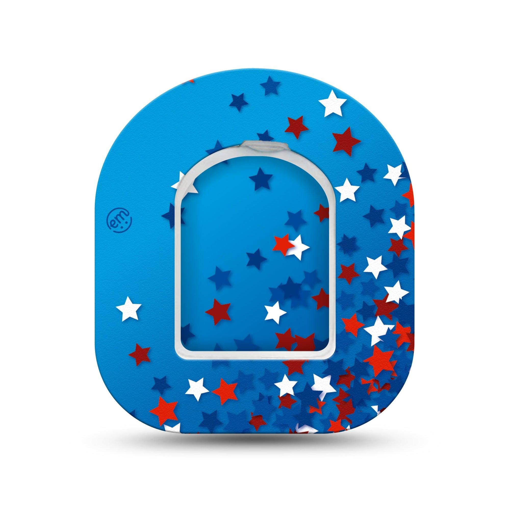 ExpressionMed Confetti Stars Omnipod Mini Tape Single Tape and Single Sticker Star Sprinkles, Adhesive Tape Pump Design