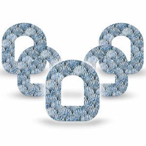 ExpressionMed Seashells Omnipod Tape, 5-Pack Tape Blue Clam Shell, Adhesive Patch Pump Design
