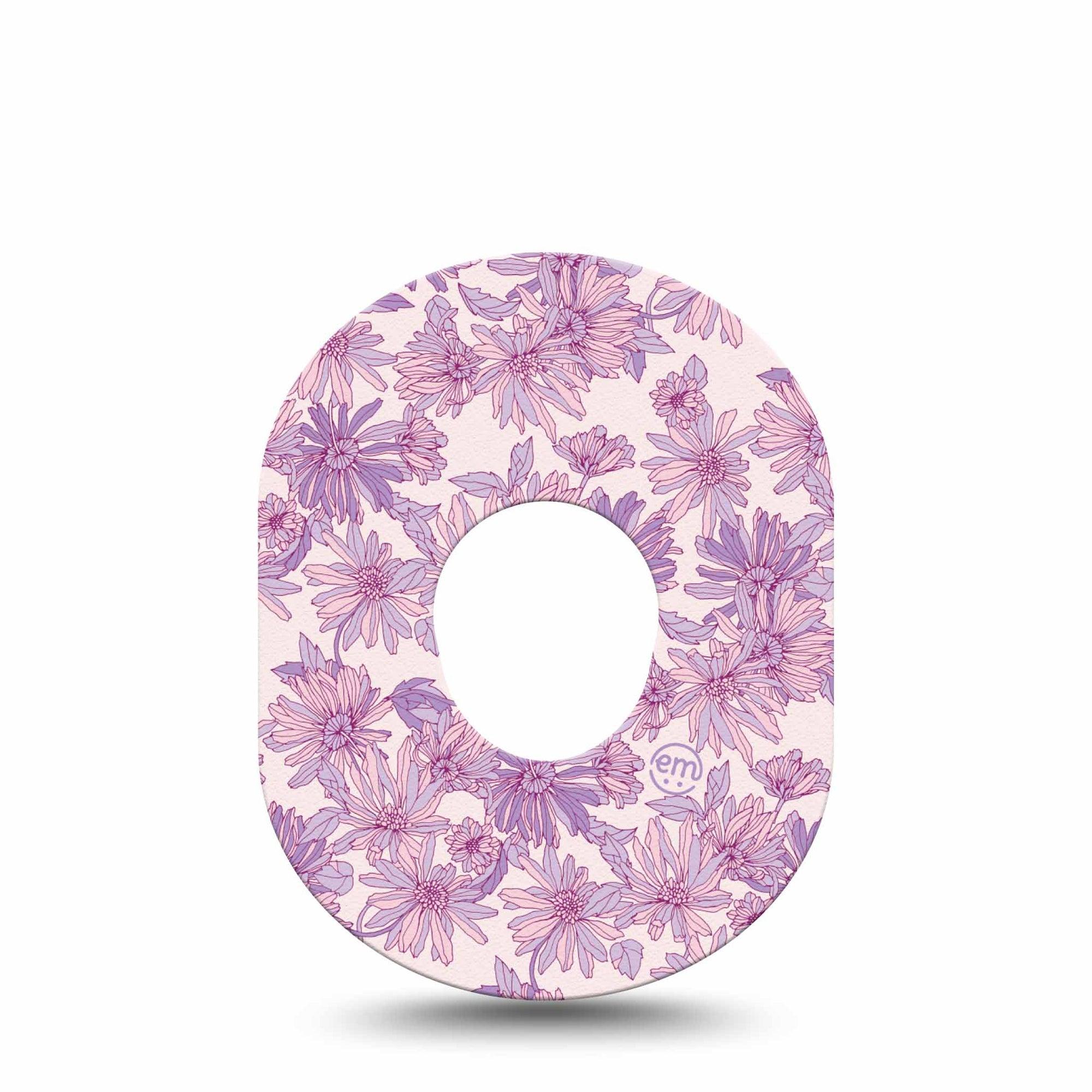ExpressionMed Purple Daisy Dexcom G7 Tape, Dexcom Stelo Glucose Biosensor System, Single Tape Summer Purple Flowers, Overlay Tape CGM Design