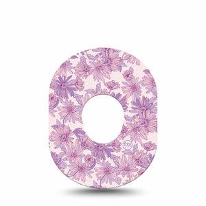 ExpressionMed Purple Daisy Dexcom G7 Tape, Dexcom Stelo Glucose Biosensor System, Single Tape Summer Purple Flowers, Overlay Tape CGM Design