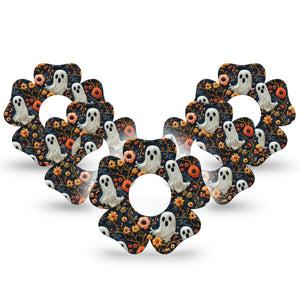 ExpressionMed Embroidered Ghost Infusion Set Flower Shape Tape 10-Pack Tape Ghostly Garden, Plaster Continuous Glucose Monitor Design