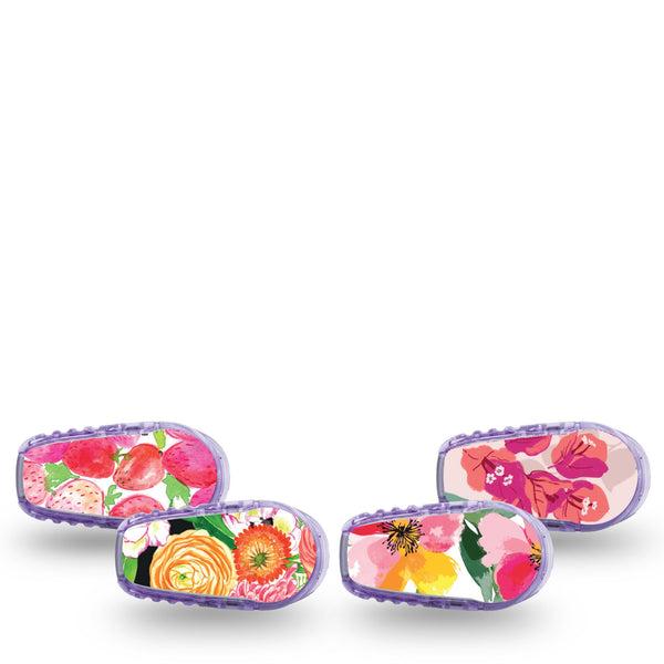 ExpressionMed Rosy Radiance Variety Pack Dexcom G6 Sticker 4-Pack Sticker Pink Lemonade Inspired Florals, Decorative Decal CGM Design