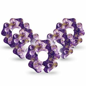 ExpressionMed Plum Gold Freestyle Libre 3 and Libre 3 Plus Flower, 5-Pack Purple gold hibiscus Sensor Cover for Continuous Glucose Monitor