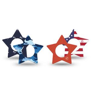 ExpressionMed USA Basics Freestyle Libre, Libre 2 Plus, and Abbott Lingo Star, 4-Pack Tape patriotic simple design Sensor Cover for Continuous Glucose Monitor