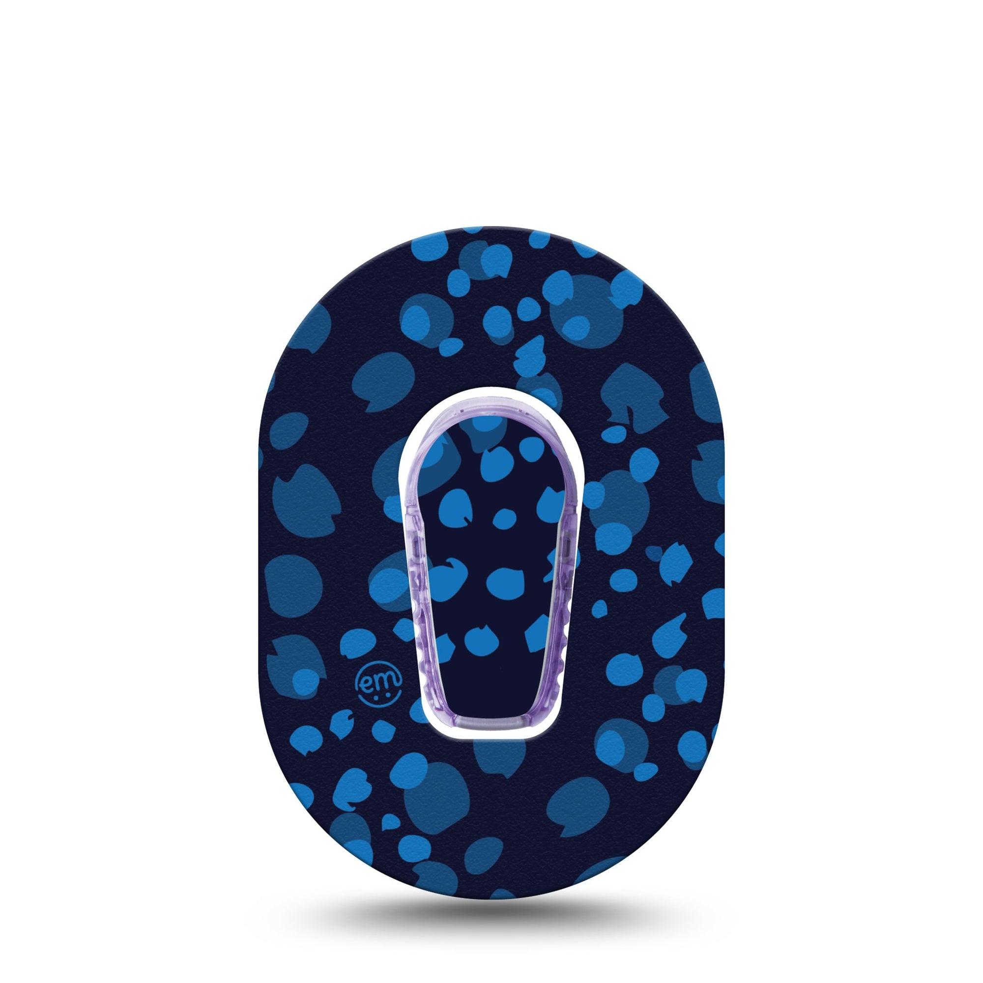 ExpressionMed Blue Drops Dexcom G6 Mini Tape, Single Tape and Single Sticker Blue Toned Droplets, Adhesive Tape CGM Design