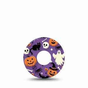 ExpressionMed Happy Halloween Freestyle Libre 3 Tape Single Purple Backdrop Halloween Theme Adhesive Tape CGM Design