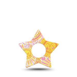 ExpressionMed Bright Sunshine Infusion Star, 5-Pack sunny golden design Waterproof Adhesive Tape For Insulin Pump