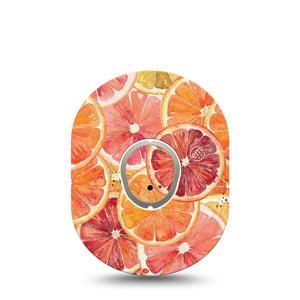 ExpressionMed Oranges Dexcom G7 and Dexcom Stelo Glucose Biosensor System, Single Tape and Single Sticker Watercolor blood oranges Overlay Patch for CGM