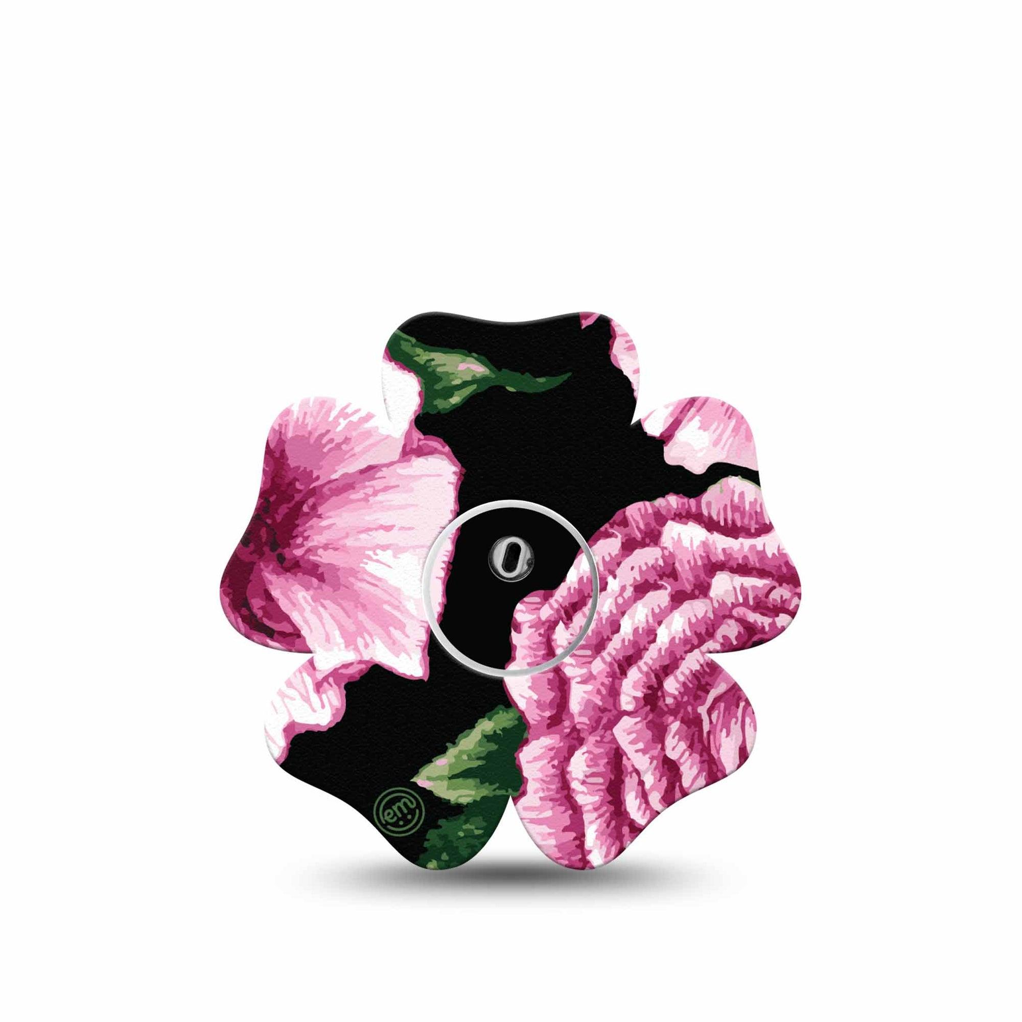 ExpressionMed Intricate Floral Freestyle Libre 3 and Libre 3 Plus Flower Shape Tape Single Tape and Single Sticker Detailed Blooms, Plaster CGM Design