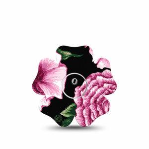 ExpressionMed Intricate Floral Freestyle Libre 3 and Libre 3 Plus Flower Shape Tape Single Tape and Single Sticker Detailed Blooms, Plaster CGM Design