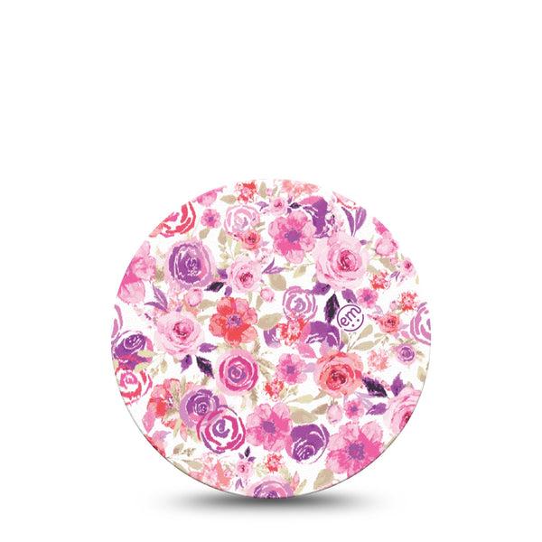 ExpressionMed Romantic Blooms Freestyle Dexcom G7 Overpatch Single floral illustration Fixing Ring Patch CGM Design, Dexcom Stelo