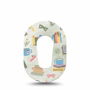 ExpressionMed Cozy Books Dexcom G6 Mini Tape Single Warm and Inviting Book Theme Adhesive Tape CGM Design