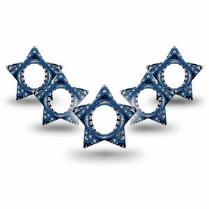 ExpressionMed Indigo Loomwork Dexcom G7 and Dexcom Stelo Glucose Biosensor System Star, 5-Pack Structured textile pattern Decorative Adhesive Tape for Continuous Glucose Monitor