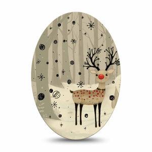 ExpressionMed Woodland Reindeer Medtronic Guardian Enlite Universal Oval, Single Tape Neutral Reindeer, Plaster CGM Design
