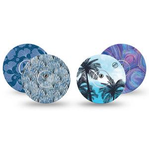 ExpressionMed Seaside Breeze Variety Pack Freestyle Libre 3 and Libre 3 Plus Sticker and Tape  Geometrical Inspired Sea Designs, Vinyl Sticker and Tape Pairing CGM Design