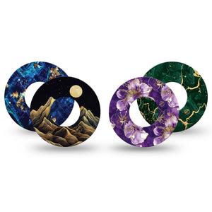 ExpressionMed Midnight Gold Freestyle Libre, Libre 2 Plus, and Abbott Lingo, 4-Pack Tape Royal gem tone mix Decorative Patch for Continuous Glucose Monitor