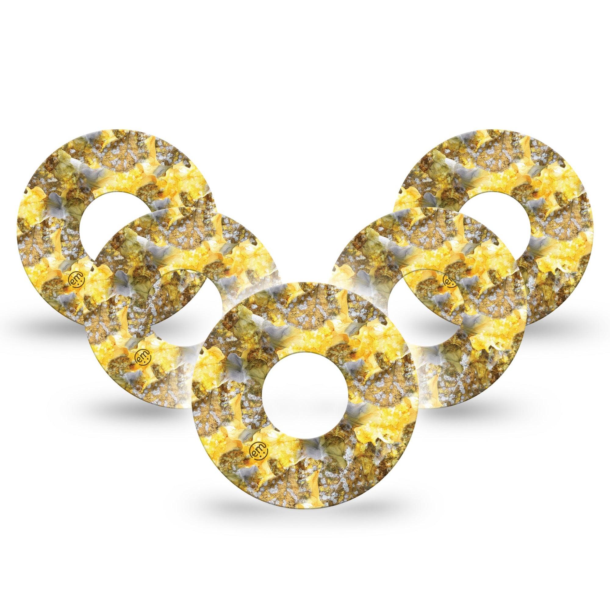 ExpressionMed Fall Camo Infusion Set Tape 10-Pack Muted Yellow Camo Overlay Patch CGM Design