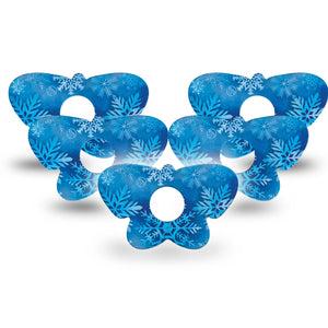 ExpressionMed Falling Snow Freestyle Libre 3 and Libre 3 Plus Butterfly Shape Tape, 5-Pack Tape Snow Crystals, Overlay Patch CGM Design