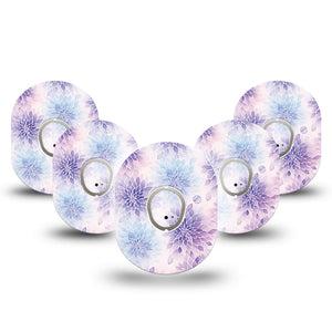 ExpressionMed Wisteria Fade Dexcom G7 and Dexcom Stelo Glucose Biosensor System, 5-Pack Tape and 5-Pack Sticker Ombre purple floral Accessories for Continuous Glucose Monitor