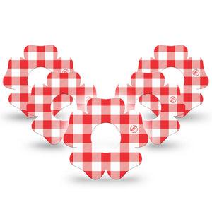 ExpressionMed Red Gingham Infusion Flower, 10-Pack Red checker print Fixing Ring Patch For Pump