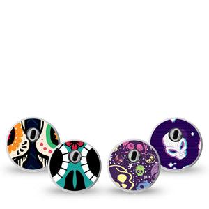 ExpressionMed Skulls Variety Pack Freestyle Libre 3 and Libre 3 Plus Sticker and Tape Skulls and Alien Heads, Vinyl Sticker and Tape Pairing CGM Design