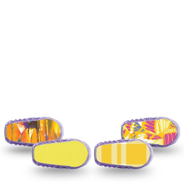 ExpressionMed Sunlit Yellow Dexcom G6 Sticker, 4-Pack Sticker yellow botanical pattern Adhesive Tape for CGM
