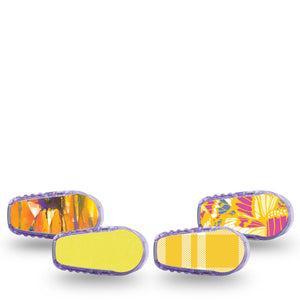 ExpressionMed Sunlit Yellow Dexcom G6 Sticker, 4-Pack Sticker yellow botanical pattern Adhesive Tape for CGM