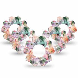 ExpressionMed Flower Clouds Freestyle Libre 2 Flower Shape Tape, Abbott Lingo,  5-Pack Tape Light Purple Pink Orange Blossoms, Fixing Ring Tape CGM Design