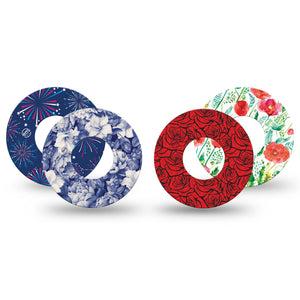 ExpressionMed Heritage Floral Freestyle Libre, Libre 2 Plus, and Abbott Lingo, 4-Pack Tape classic floral graphic Decorative Patch for Continuous Glucose Monitor