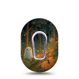 ExpressionMed Woodland Ghost Dexcom G6 Mini, Single Tape and Single Sticker ghost woodland pattern Waterproof Adhesive Tape for CGM