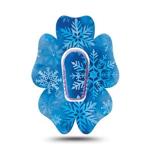 ExpressionMed Falling Snow Dexcom G6 Flower Shape Tape, Single Tape and Single Sticker Blue Crystals, Adhesive Patch Continuous Glucose Monitor Design