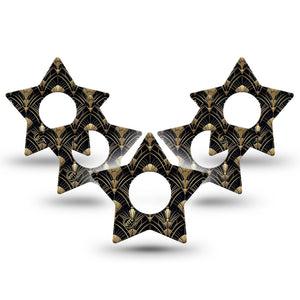 ExpressionMed Midnight Deco Infusion Star, 10-Pack Black gold art deco Waterproof Sensor Cover For Pump