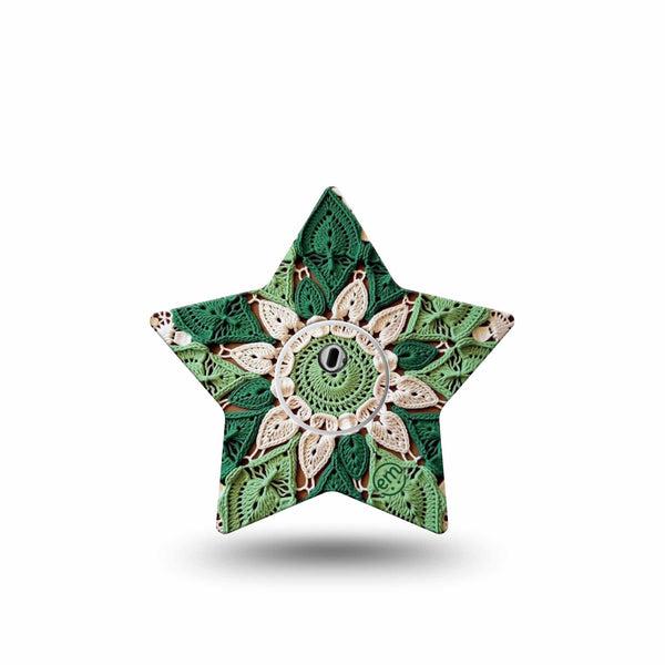 ExpressionMed Knit Monstera Freestyle Libre 3 and Libre 3 Plus Star, Single Tape and Single Sticker Hand knitted inspired floral Fixing Ring Tape for CGM