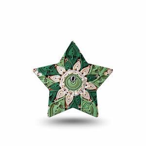 ExpressionMed Knit Monstera Freestyle Libre 3 and Libre 3 Plus Star, Single Tape and Single Sticker Hand knitted inspired floral Fixing Ring Tape for CGM