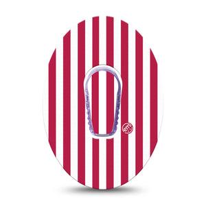 ExpressionMed Red Stripes Dexcom G6, Single Tape and Single Sticker Playful summer stripes Sensor Cover for Continuous Glucose Monitor